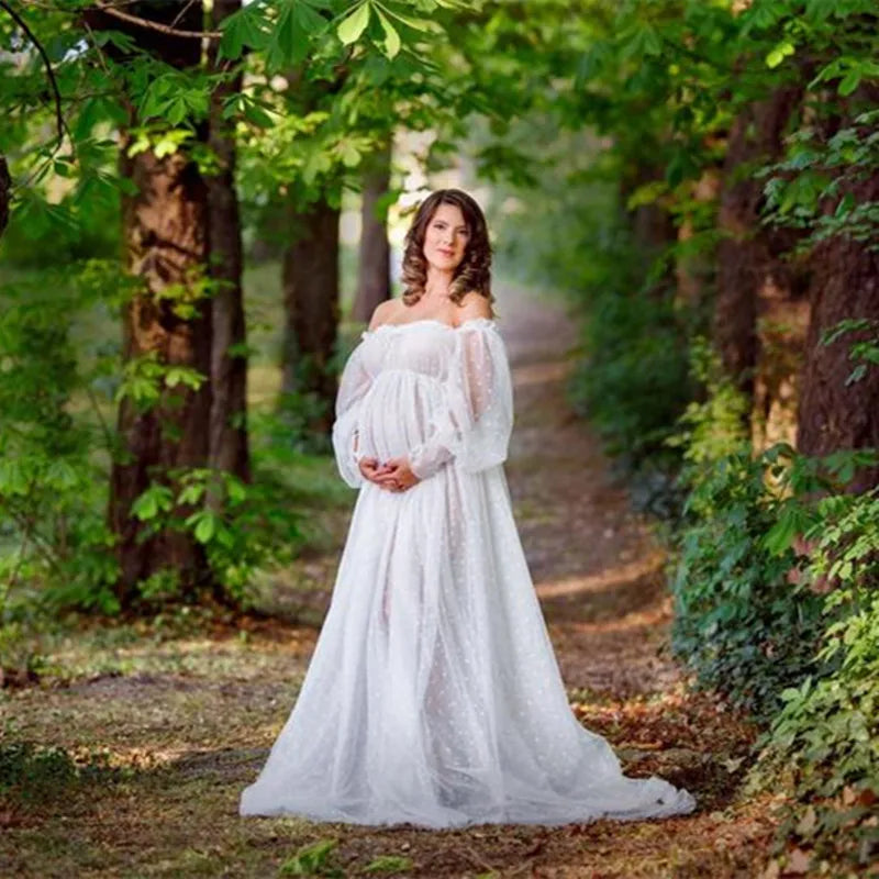 White Tulle Maternity Dress For Photo Shoot WHITE by Baby Minaj Cruz