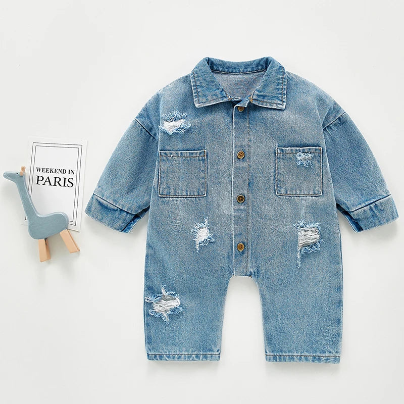 Flexible Newborn Baby Denim Romper For Toddlers by Baby Minaj Cruz