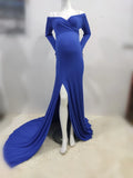 Maxi Gown Maternity Dresses For Photoshoot Blue by Baby Minaj Cruz