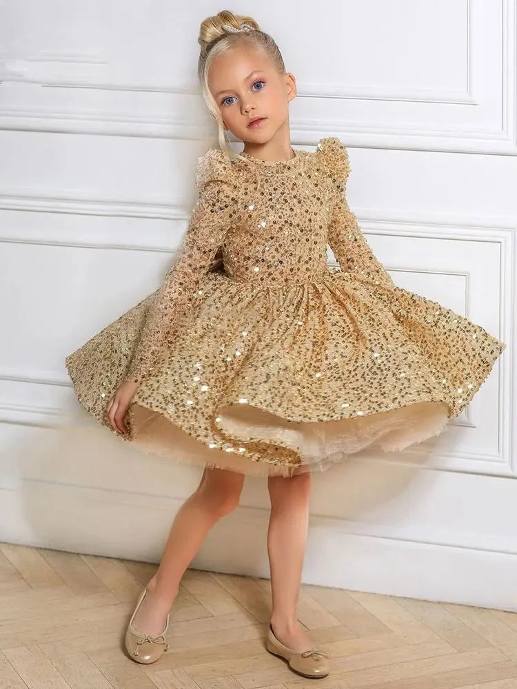 Luxurious Fluffy Princess Layer Lush Birthday Dress Gold by Baby Minaj Cruz