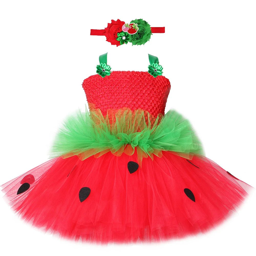 Princess Tutu Dress with Flowers Headband Red by Baby Minaj Cruz
