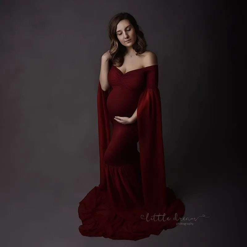 Maternity Bodycon Maxi Dress Wine red by Baby Minaj Cruz