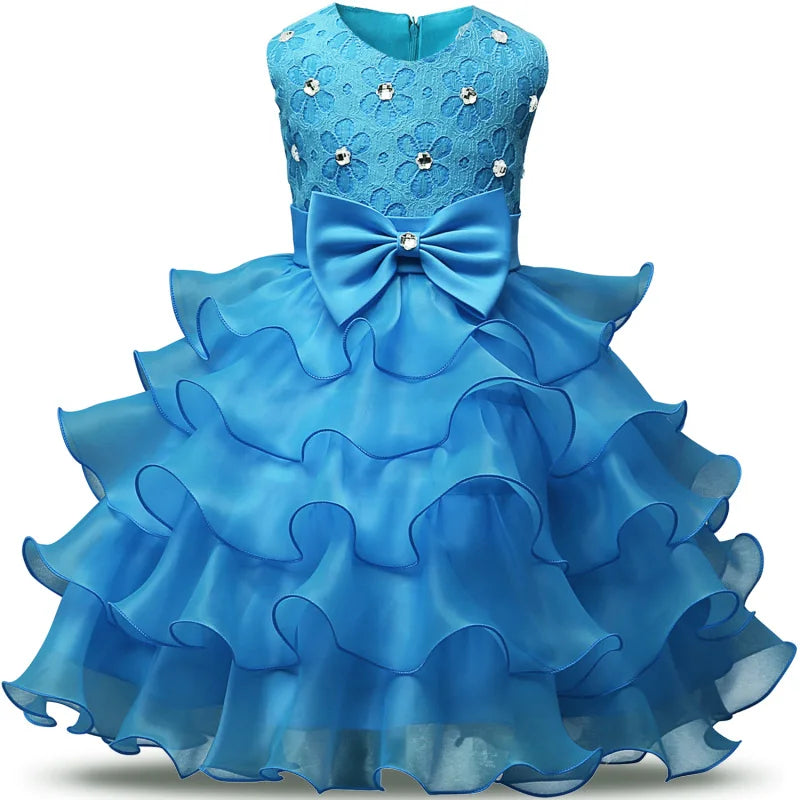 Lace Sleeveless Flower Girl Dress For Girls light blue by Baby Minaj Cruz