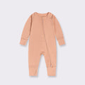 Infant Unisex Long Sleeve Zipper Bamboo Baby Rompers Brown by Baby Minaj Cruz
