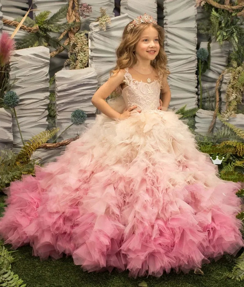 Princess Lace Flower Girl Dresses Sleeveless With Tulle Skirt by Baby Minaj Cruz