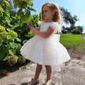 White Sequin Flower Girl Dresses With Fluffy Skirt by Baby Minaj Cruz