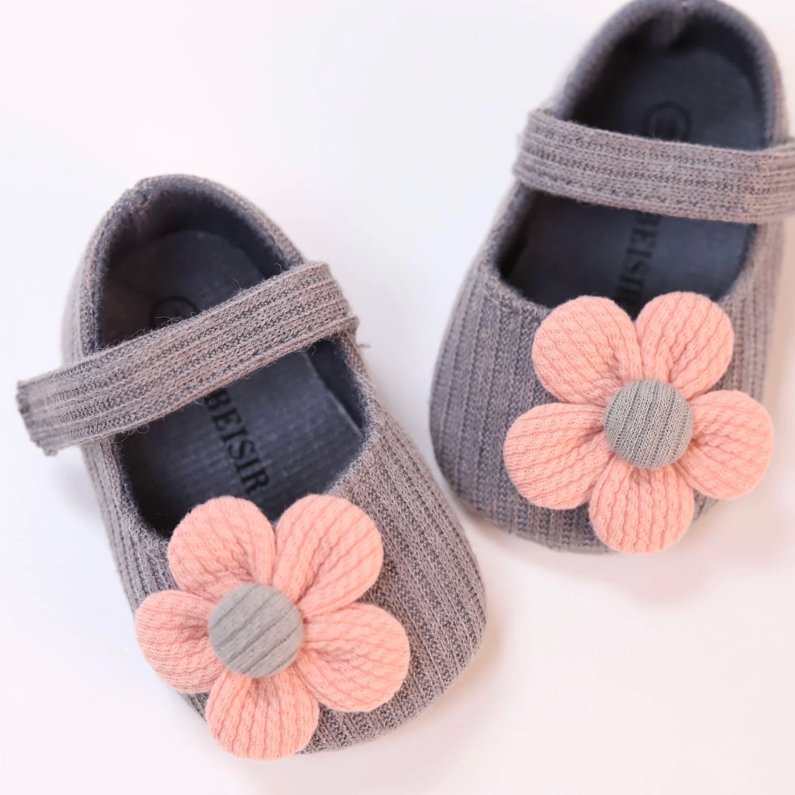 Cute Flower First Walking Shoes For Baby Girl GRAY by Baby Minaj Cruz