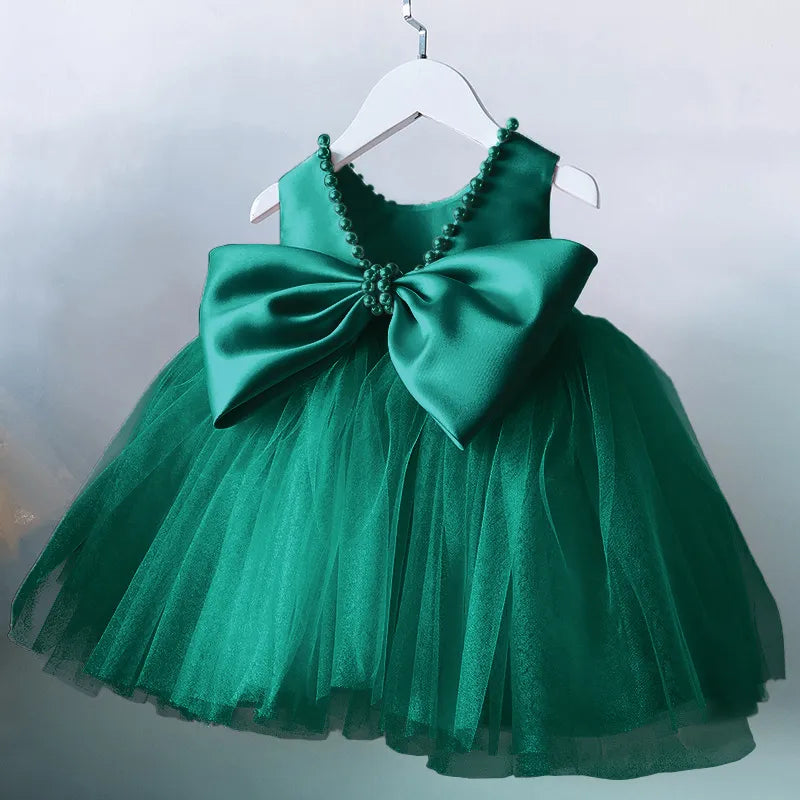 Toddler Elegant 1st birthday dress for baby girl With Tulle Skirt green by Baby Minaj Cruz
