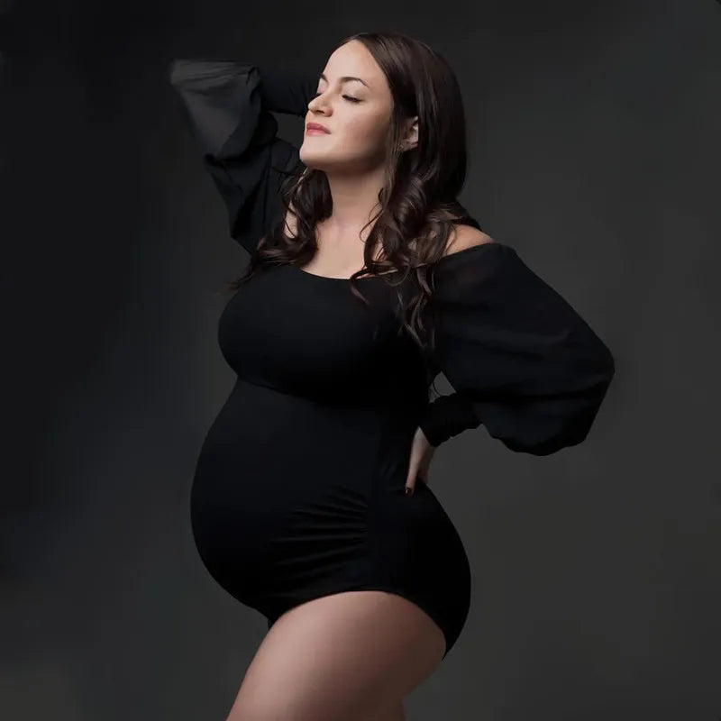Black Maternity Bodysuit Stretchy Photography Dress black by Baby Minaj Cruz
