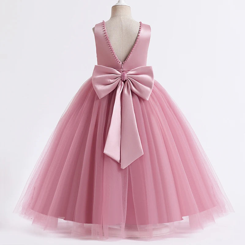 V-Neck Ball Gown Flower Girl Dress With Tulle Light Pink by Baby Minaj Cruz