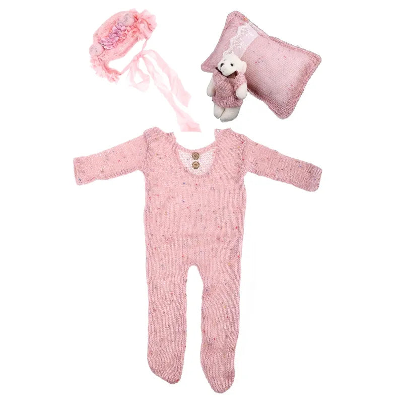 4 Pcs/Set best newborn photography props Baby Romper Light pink by Baby Minaj Cruz