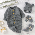 Newborn Knit Baby Romper Boot Mitten Solid Long Sleeve 4PC dark grey by Baby Minaj Cruz
