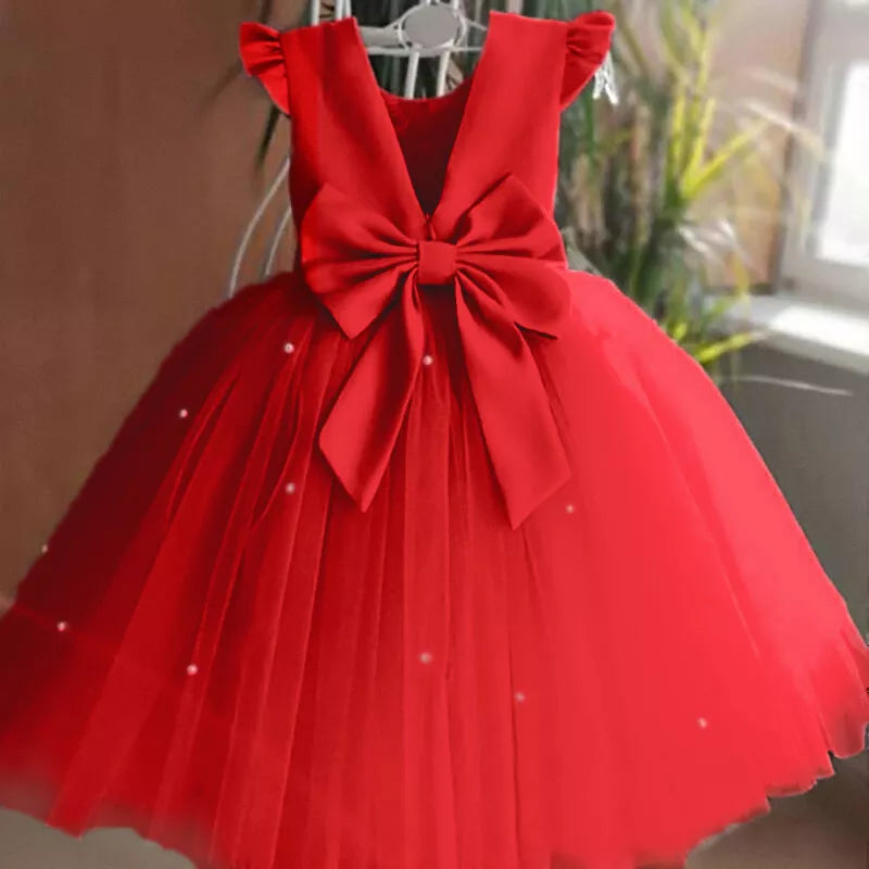 Red Embroidery Floral Birthday Princess Costume Dress Red by Baby Minaj Cruz