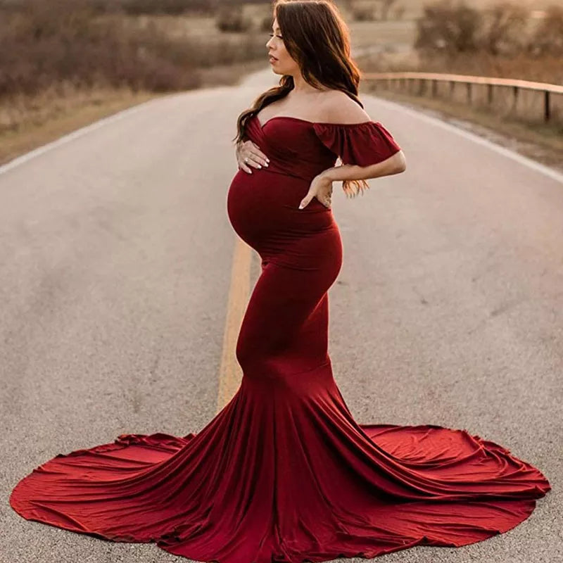 Maternity Maxi Dress With Sleeves by Baby Minaj Cruz