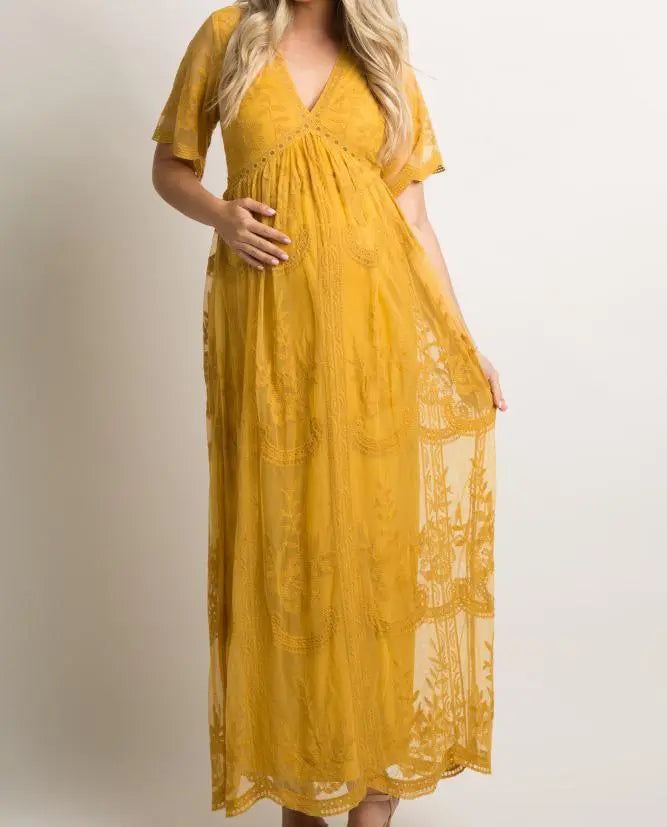 Pregnancy Photoshoot Maxi Dress yellow by Baby Minaj Cruz