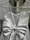 Satin A-line White Flower Girl Dresses by Baby Minaj Cruz