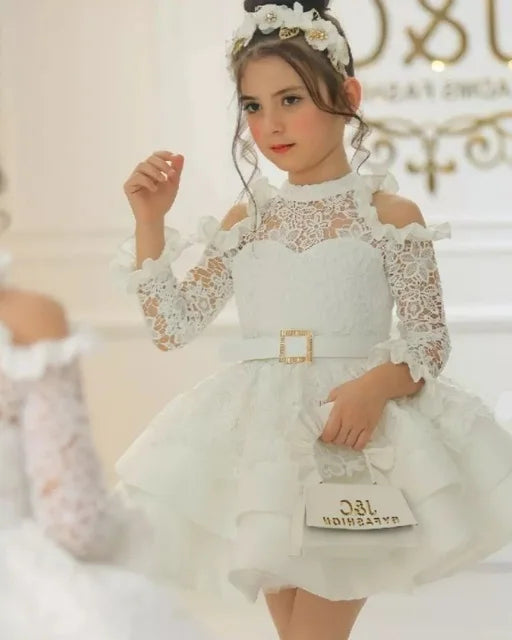 Princess Sleeve Lace Formal Junior Bride Wedding Dresses Ivory United state by Baby Minaj Cruz