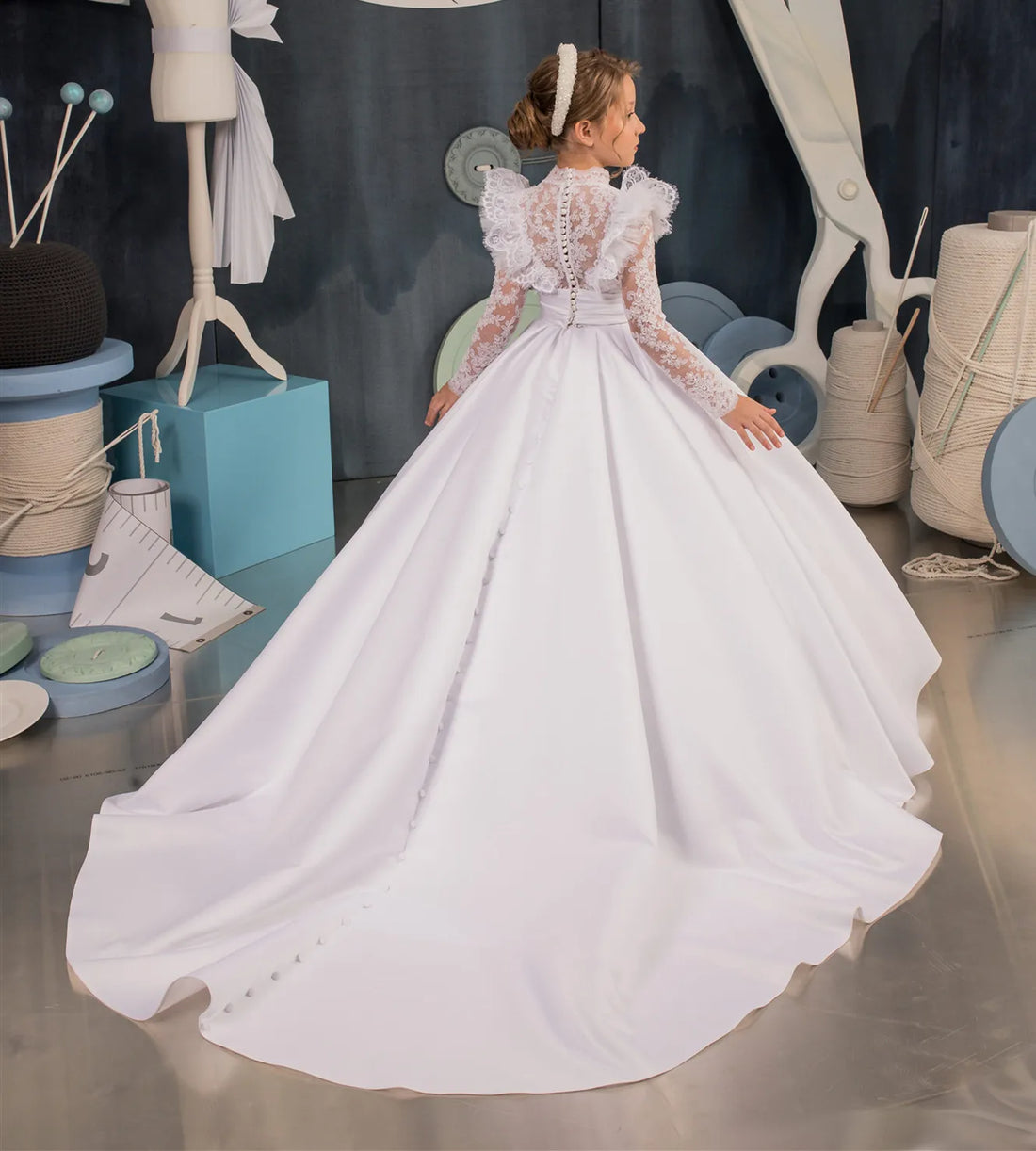 White High Neck Satin Bridesmaid Dress by Baby Minaj Cruz