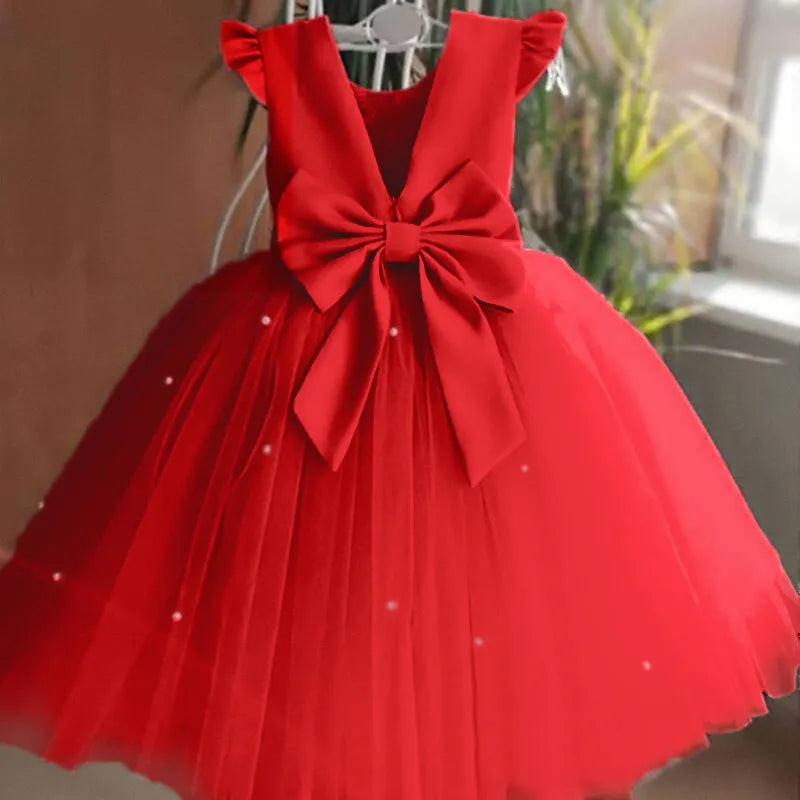 Prom Bowknot Tulle Flower Girl Knee Length Dresses by Baby Minaj Cruz