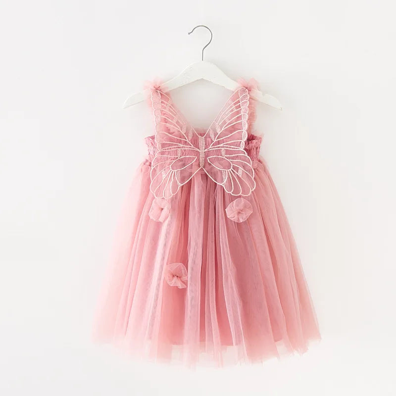 Knee Length Fairy Wedding Dress With Wings For Toddler Girls dark Pink by Baby Minaj Cruz