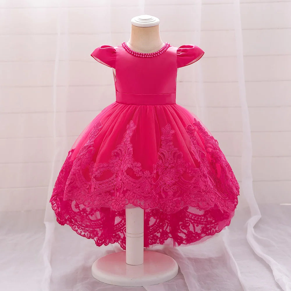 Embroidery Girls Birthday Party Princess Dresses rose red by Baby Minaj Cruz