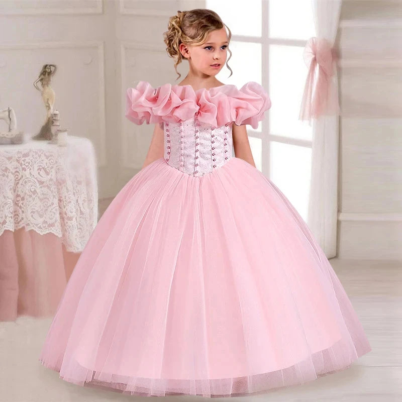 Princess Ankle-Length Flower Girl Dress Lace Tulle Sleeveless by Baby Minaj Cruz