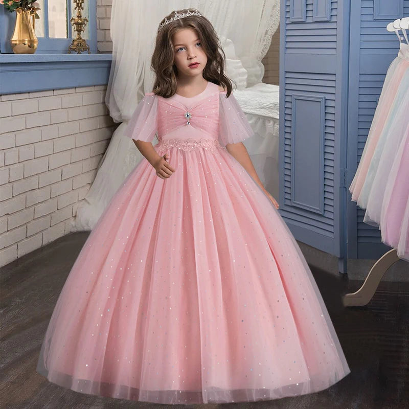 Princess Ankle-Length Flower Girl Dress Lace Tulle Sleeveless by Baby Minaj Cruz