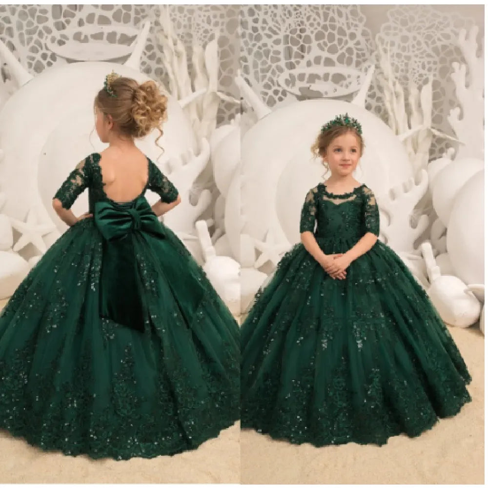 Princess Green Flower Girl Dresses by Baby Minaj Cruz