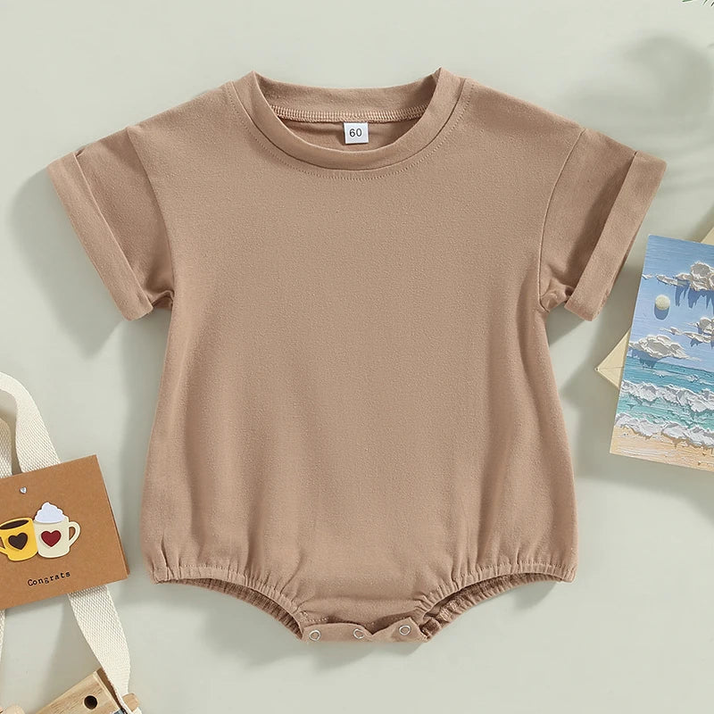 Unisex Infant Bubble Romper Short Sleeve Oversized T-Shirt brown by Baby Minaj Cruz