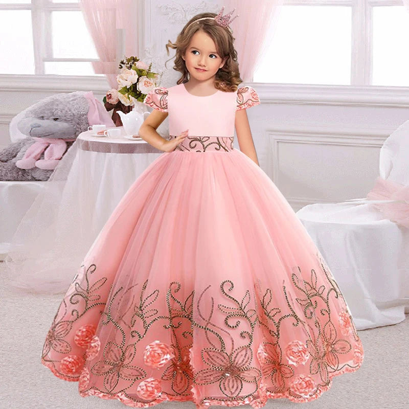 Ankle Length Flower Girl Dress For Toddler pink by Baby Minaj Cruz