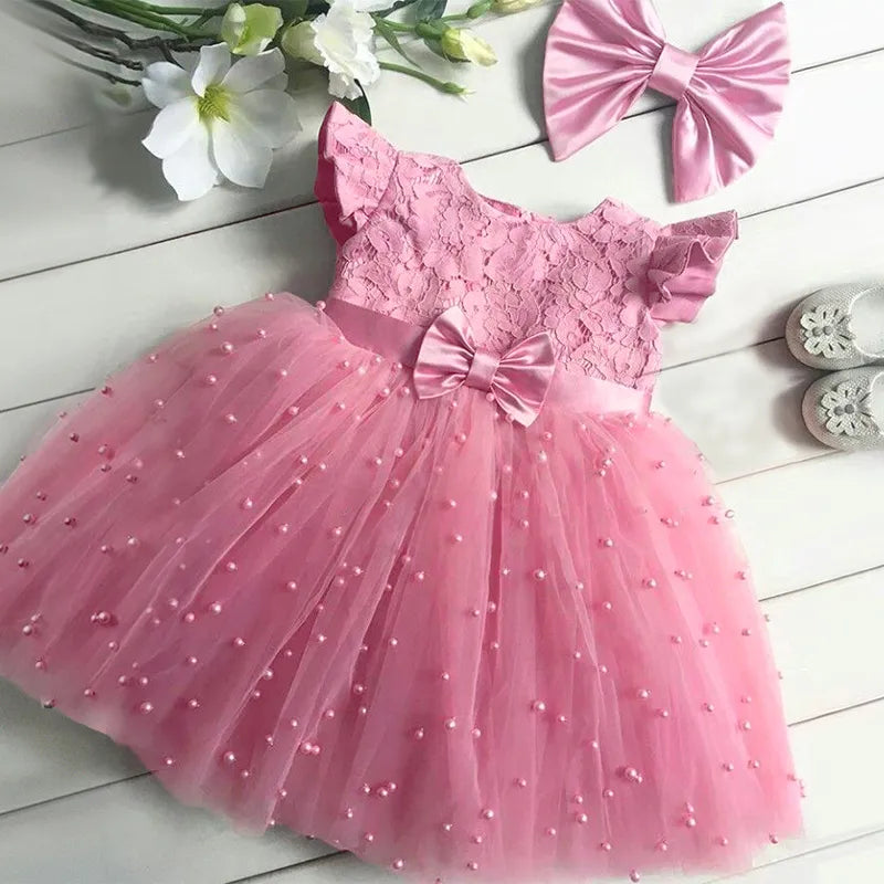 Beaded Embroidery Costumes Baptism Dress For Toddler Girl by Baby Minaj Cruz