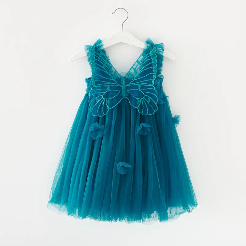 Knee Length Fairy Wedding Dress With Wings For Toddler Girls Blue by Baby Minaj Cruz