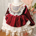 Baby Girl Velvet Christmas Dress Vintage Elegant Bow Tutu For Toddlers wine red by Baby Minaj Cruz