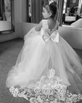 Maxi Formal Prom Sleeveless White Tulle Flower Girl Dress by Baby Minaj Cruz