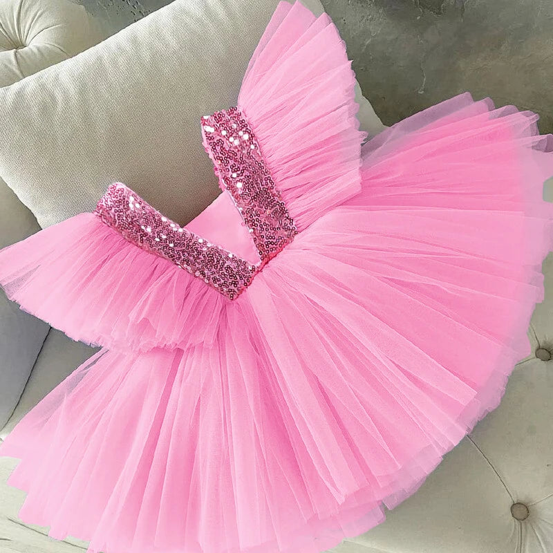 Sequin Hot Pink First Birthday Dress Prom Clothes pink by Baby Minaj Cruz