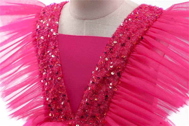 Sequin Hot Pink First Birthday Dress Prom Clothes by Baby Minaj Cruz