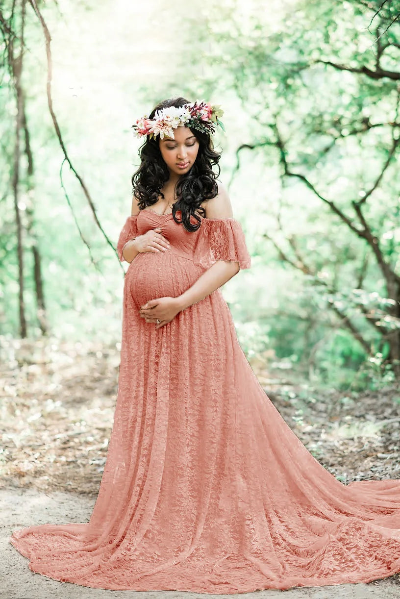 Long Maternity Dresses For Photography light pink by Baby Minaj Cruz