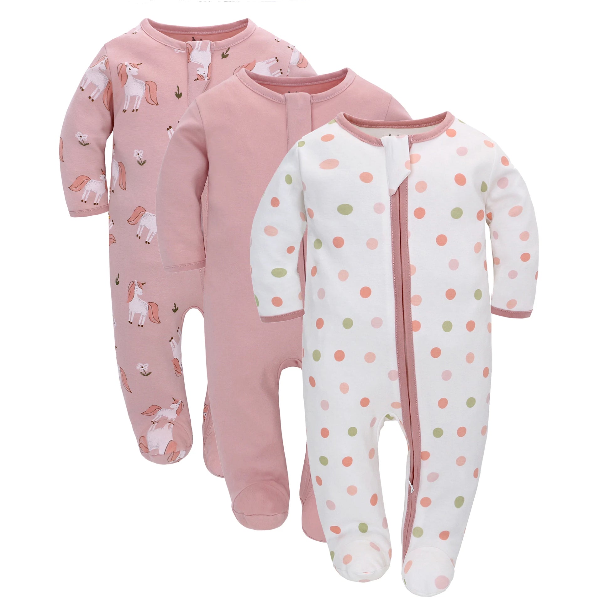 Unisex Long Sleeve Pajama Romper For Toddlers Pink by Baby Minaj Cruz