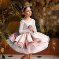 Sequin Baby Fluffy flower girl dresses Longsleeves pink by Baby Minaj Cruz