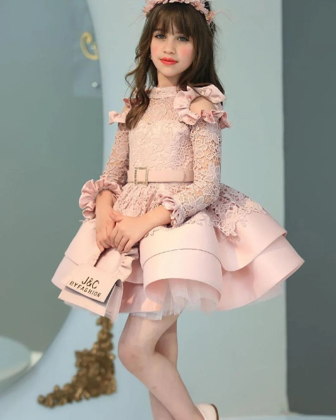 Princess Sleeve Lace Formal Junior Bride Wedding Dresses Pink United state by Baby Minaj Cruz