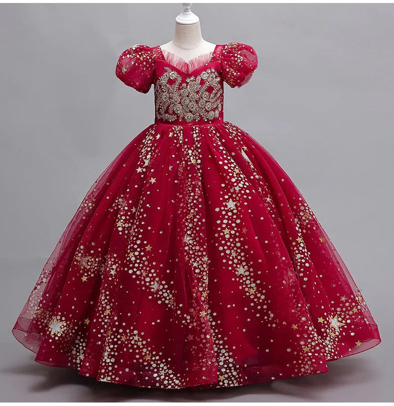 Elegant Sequin Formal Girl princess Embroidered Dress by Baby Minaj Cruz