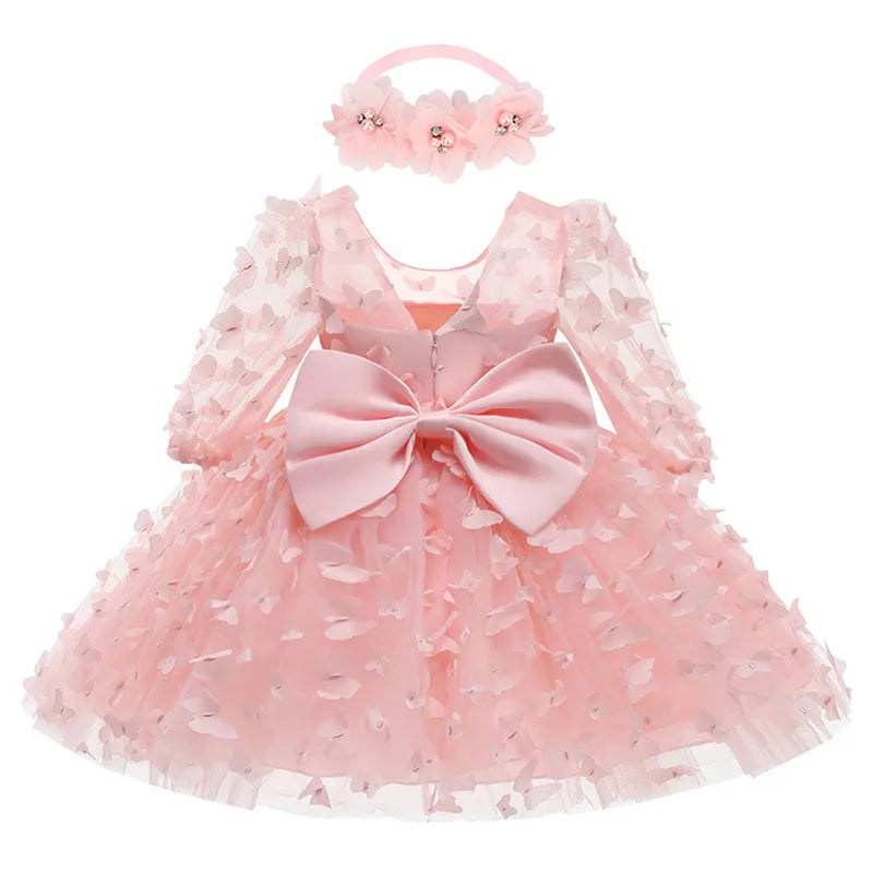 Floral Baby Girl Birthday Dress Mesh Knee Length- For Every Occasion by Baby Minaj Cruz