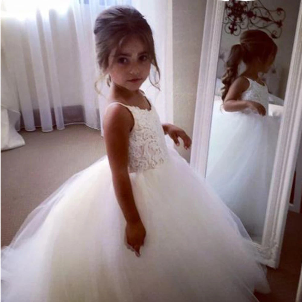 Sleeveless Ball Gown White Flower Girl Dresses for Weddings ivory by Baby Minaj Cruz