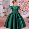 Satin Princess Formal Birthday Princess Dress green by Baby Minaj Cruz