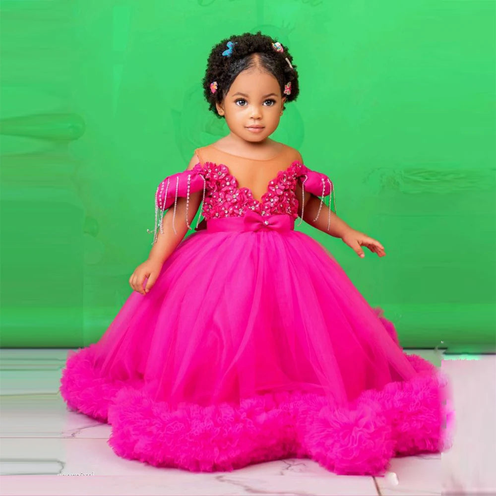 Fuchsia Baby Girls Birthday Party Dress fuchsia by Baby Minaj Cruz