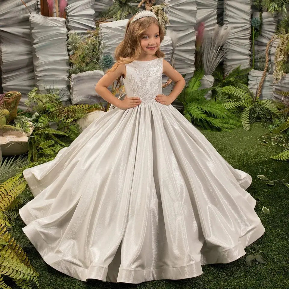 Luxury Sleeveless Silver Flower Girl Dresses SILVER by Baby Minaj Cruz
