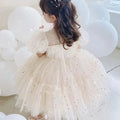 Sequined 1st Birthday Dress For Baby Girl With Tulle by Baby Minaj Cruz