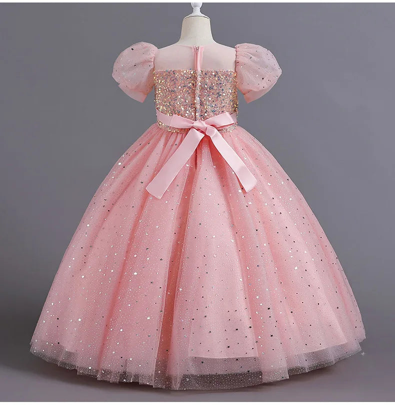 Bubble Sleeve Sequins Flower Girl Dress by Baby Minaj Cruz