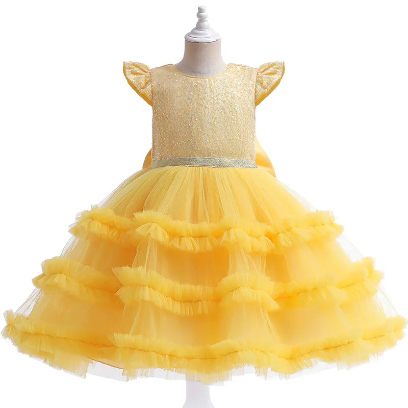 Toddler Tulle Flower Girl Dresses Yellow by Baby Minaj Cruz