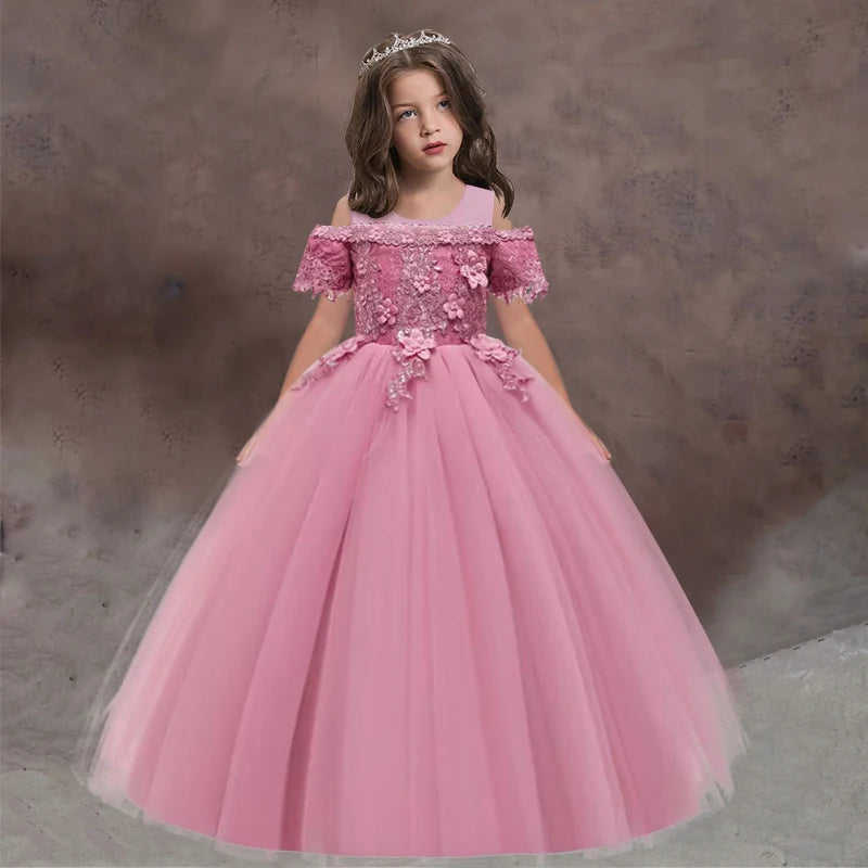 Princess Ankle-Length Flower Girl Dress Lace Tulle Sleeveless by Baby Minaj Cruz